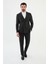 Çizgili Siyah Slim Fit Geniş Yaka Kruvaze Klasik Erkek Takım Elbise 3