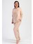 Kadın Büyük Beden Kadife Uzun Kol Bej Pijama Takım C9T8N0O304 1