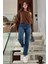 Kahverengi Kayık Yaka Kadın Sweatshirt MG2208 4