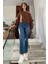 Kahverengi Kayık Yaka Kadın Sweatshirt MG2208 5