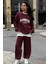 Bordo Bisiklet Yaka Alt Üst Eşofman Takım MG2213 1