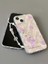 iPhone 15 Plus Uyumlu Lila Çiçekli Desenli Boncuklu Bilek Askılı Charmlı Kılıf 4