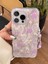 iPhone 15 Pro Uyumlu Lila Çiçekli Desenli Boncuklu Bilek Askılı Charmlı Kılıf 3