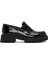 Kadın Siyah Rugan Deri Maskülen Loafer 24WFD184016 1