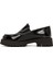 Kadın Siyah Rugan Deri Maskülen Loafer 24WFD184016 2
