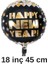 Happy New Year 18 Inç 45 cm Yuvarlak Siyah Gold Folyo Balon 2