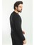 Düz Siyah Slim Fit Bisiklet Yaka Yün Erkek Triko Kazak 4