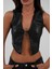 Siyah Deri Crop Yelek 4