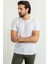 Desenli Ekru Rengi Slim Fit Bisiklet Yaka Erkek T-Shirt 1