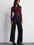 31332 Kayık Yaka Uzun Kollu Top-Bordo 4