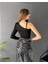 Kadın Tek Kol Tül Detaylı V Yaka Bodysuit Bluz 4