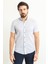 Desenli Beyaz Renk Slim Fit Kısa Kollu Erkek Gömlek 1