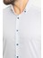 Desenli Beyaz Renk Slim Fit Kısa Kollu Erkek Gömlek 2