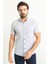 Desenli Beyaz Renk Slim Fit Kısa Kollu Erkek Gömlek 4