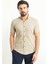 Desenli Bej Rengi Slim Fit Kısa Kollu Erkek Gömlek 3