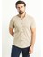 Desenli Bej Rengi Slim Fit Kısa Kollu Erkek Gömlek 4