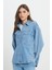 Relaxed Fit Geniş Kesim %100 Pamuk İndigo Jean Denim Gömlek 2