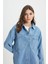 Relaxed Fit Geniş Kesim %100 Pamuk İndigo Jean Denim Gömlek 3
