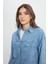 Relaxed Fit Geniş Kesim %100 Pamuk İndigo Jean Denim Gömlek 5