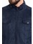 Düz Lacivert Slim Fit Hakim Yaka Süet Erkek Mont 3