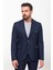 Düz Lacivert Slim Fit Mono Yaka Torba Cep Erkek Ceket 4