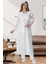 Mecit 6060 Ekru Dantel Sabahlıklı Gecelik Pijama Lohusa Set 2