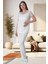 Mecit 6065 Ekru Uzun Sabahlıklı Gecelik Pijama Lohusa Set 4