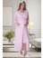 Mecit 6065 Pembe Uzun Sabahlıklı Gecelik Pijama Lohusa Set 2
