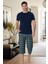 Mecit 2914 Lacivert Ekoseli Erkek Büyük Beden Capri Pijama Takımı 1