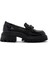 Kadın Siyah Toka Detaylı Deri Maskülen Loafer 24WFD130316 1