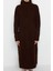 Yeni Oversize Casual Günlük Tek Plaka Triko Dik Yaka Uzun Kol Shift Midi Boy Elbise 1