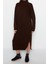 Yeni Oversize Casual Günlük Tek Plaka Triko Dik Yaka Uzun Kol Shift Midi Boy Elbise 2