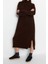 Yeni Oversize Casual Günlük Tek Plaka Triko Dik Yaka Uzun Kol Shift Midi Boy Elbise 3