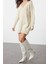 Yeni Oversize Casual Günlük Dolu Iğne Triko V Yaka Uzun Kol Kazak Elbise Mini Boy Elbise 3