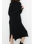 Yeni Oversize Casual Günlük Tek Plaka Triko Dik Yaka Uzun Kol Shift Midi Boy Elbise 1