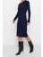 Yeni Slim Casual Günlük Fitilli Triko Polo Yaka Uzun Kol Bodycone Midi Boy Elbise 4