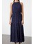 Yeni Regular Casual Günlük Shally Dokuma Halter Yaka Kolsuz Kol A-Line Maxi Boy Elbise 5