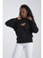 Deer Kadın Yuvarlak Yakalı Nakışlı Siyah Sweatshirt 3