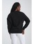 Deer Kadın Yuvarlak Yakalı Nakışlı Siyah Sweatshirt 5