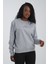 Mount Fuji Kadın Yuvarlak Yakalı Nakışlı Gri Sweatshirt 1