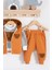 3-18 Ay Erkek Bebek Takımı Peluş Ayıcık Kapişon 3'lü Turuncu 4
