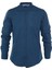 Erkek Moda Uzun Kol Dokuma Indigo Basic Hakim Yaka Apoletli Slim Fit Uzun Kollu Gömlek 1