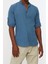 Erkek Moda Uzun Kol Dokuma Indigo Basic Hakim Yaka Apoletli Slim Fit Uzun Kollu Gömlek 3