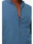 Erkek Moda Uzun Kol Dokuma Indigo Basic Hakim Yaka Apoletli Slim Fit Uzun Kollu Gömlek 4