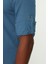 Erkek Moda Uzun Kol Dokuma Indigo Basic Hakim Yaka Apoletli Slim Fit Uzun Kollu Gömlek 5