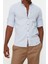Erkek Moda Uzun Kol Dokuma Mavi Basic Hakim Yaka Apoletli Slim Fit Uzun Kollu Gömlek 1