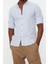 Erkek Moda Uzun Kol Dokuma Mavi Basic Hakim Yaka Apoletli Slim Fit Uzun Kollu Gömlek 2