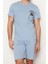 Erkek Pamuk Bisiklet Yaka Kısa Kol Baskılı Regular Fit Örme Yazlık Şortlu Pijama Takımı 3