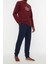 Erkek Polyester Bisiklet Yaka Uzun Kol Regular Fit Baskılı Pijama Takımı 1