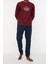 Erkek Polyester Bisiklet Yaka Uzun Kol Regular Fit Baskılı Pijama Takımı 2